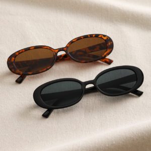 2 pièces Lunettes de vue ovales en plastique classiques pour femmes. Cadeau pour vacances, vacances tropicales à la plage, activités de plein air, sorties casuals, accessoires de plage