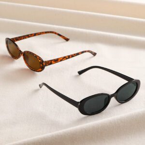 2 pièces Lunettes de vue ovales en plastique classiques pour femmes. Cadeau pour vacances, vacances tropicales à la plage, activités de plein air, sorties casuals, accessoires de plage