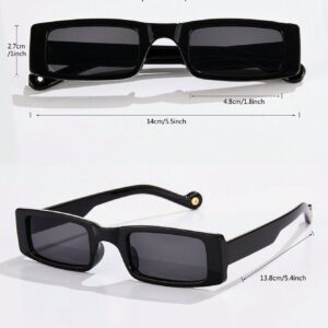 1 pièce Lunettes de mode pour femmes avec petit cadre rectangulaire en plastique, style européen, personnalité hip-hop, accessoire de mode décoratif. Convient pour un usage quotidien, les vacances, les voyages, les fêtes et la plage.