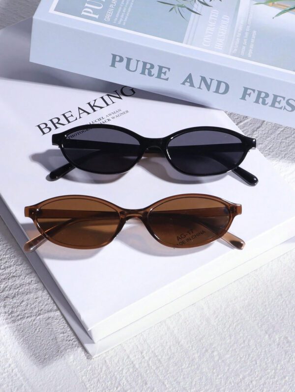 1 pièce Nouvelle paire de lunettes de mode vintage ovale à petite monture pour femmes, lunettes haut de gamme unisexes pour la photographie de rue, la plage et les tenues décontractées d'automne/hiver, idéal comme cadeau – Image 4
