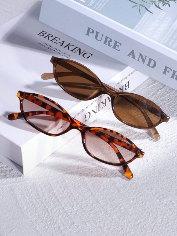 1 pièce Nouvelle paire de lunettes de mode vintage ovale à petite monture pour femmes, lunettes haut de gamme unisexes pour la photographie de rue, la plage et les tenues décontractées d'automne/hiver, idéal comme cadeau – Image 5