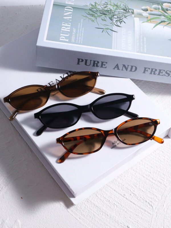 1 pièce Nouvelle paire de lunettes de mode vintage ovale à petite monture pour femmes, lunettes haut de gamme unisexes pour la photographie de rue, la plage et les tenues décontractées d'automne/hiver, idéal comme cadeau – Image 6