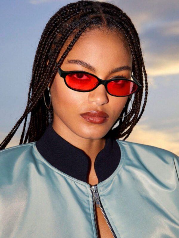 1 pièce Nouvelle paire de lunettes de mode vintage ovale à petite monture pour femmes, lunettes haut de gamme unisexes pour la photographie de rue, la plage et les tenues décontractées d'automne/hiver, idéal comme cadeau – Image 7