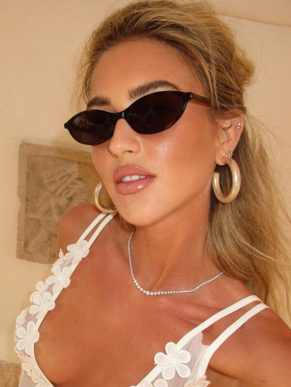 1 pièce Nouvelle paire de lunettes de mode vintage ovale à petite monture pour femmes, lunettes haut de gamme unisexes pour la photographie de rue, la plage et les tenues décontractées d'automne/hiver, idéal comme cadeau – Image 8