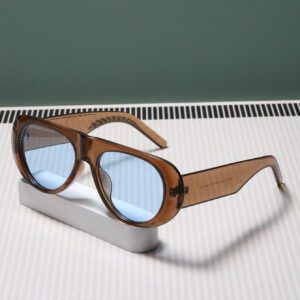 1 pièce Lunettes de mode rondes en plastique pour femmes, convenant pour les voyages, les fêtes, le filtrage de la lumière nuisible, le cyclisme et les activités quotidiennes. Accessoires de plage pour femmes. Lunettes de soleil tendance. Basiques pour tenues femmes automne hiver. Cadeaux décontractés pour le travail.