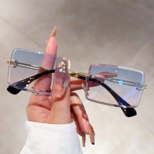1 paire de lunettes de soleil femme au style boho, avec monture carrée sans monture. Accessoires de plage vintage. Accessoires de plage pour femmes. Lunettes de soleil tendance. Basiques d'automne et d'hiver pour tenues femme. Cadeaux décontractés pour le bureau.