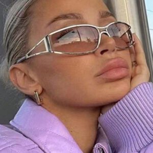1 pièce Lunettes de mode rétro style Y2K en métal creux enveloppantes. Des lunettes pour un usage extérieur et quotidien