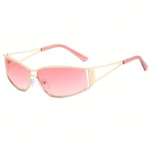 1 pièce Lunettes de mode rétro style Y2K en métal creux enveloppantes. Des lunettes pour un usage extérieur et quotidien