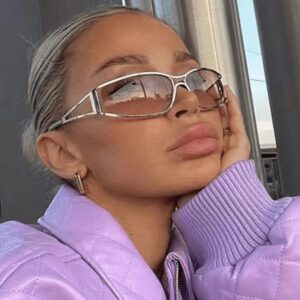 1 pièce Lunettes de mode rétro style Y2K en métal creux enveloppantes. Des lunettes pour un usage extérieur et quotidien