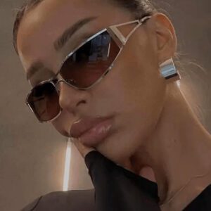 1 pièce Lunettes de mode rétro style Y2K en métal creux enveloppantes. Des lunettes pour un usage extérieur et quotidien