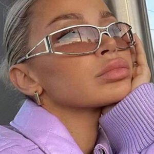 1 pièce Lunettes de mode rétro style Y2K en métal creux enveloppantes. Des lunettes pour un usage extérieur et quotidien