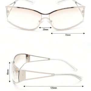 1 pièce Lunettes de mode rétro style Y2K en métal creux enveloppantes. Des lunettes pour un usage extérieur et quotidien