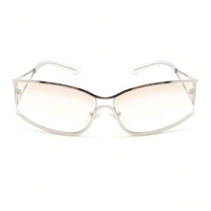 1 pièce Lunettes de mode rétro style Y2K en métal creux enveloppantes. Des lunettes pour un usage extérieur et quotidien