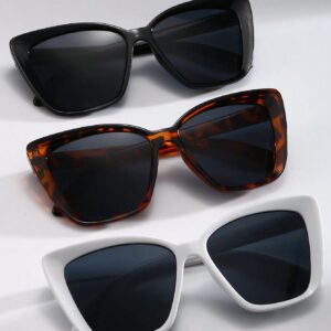 3 pièces élégantes lunettes de vue géométriques plates vintage en plastique, style bohème, pour femmes, convient pour les vacances à la plage en été, accessoires de plage pour femmes