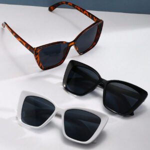 3 pièces élégantes lunettes de vue géométriques plates vintage en plastique, style bohème, pour femmes, convient pour les vacances à la plage en été, accessoires de plage pour femmes