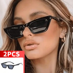 1 pièce Lunettes de mode femme style coréen, petit cadre unique, lunettes de soleil chat, accessoires de plage. Tenue de base pour femme en automne-hiver, casual chic, cadeau