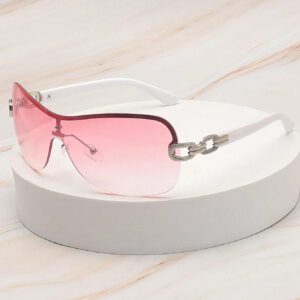 1 pièce Lunettes de mode élégantes à large monture semi-cerclée avec design galbé et style enveloppant. Lunettes de mode avec décoration ajourée métallique. Lunettes décorative unisexe Y2K pour un usage quotidien, accessoire plage pour femme