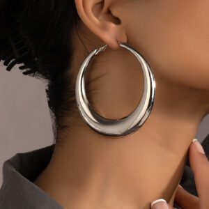 1 paire Créoles Mode En Fer Brillant Rond Pour Femme Pour Décoration Quotidienne