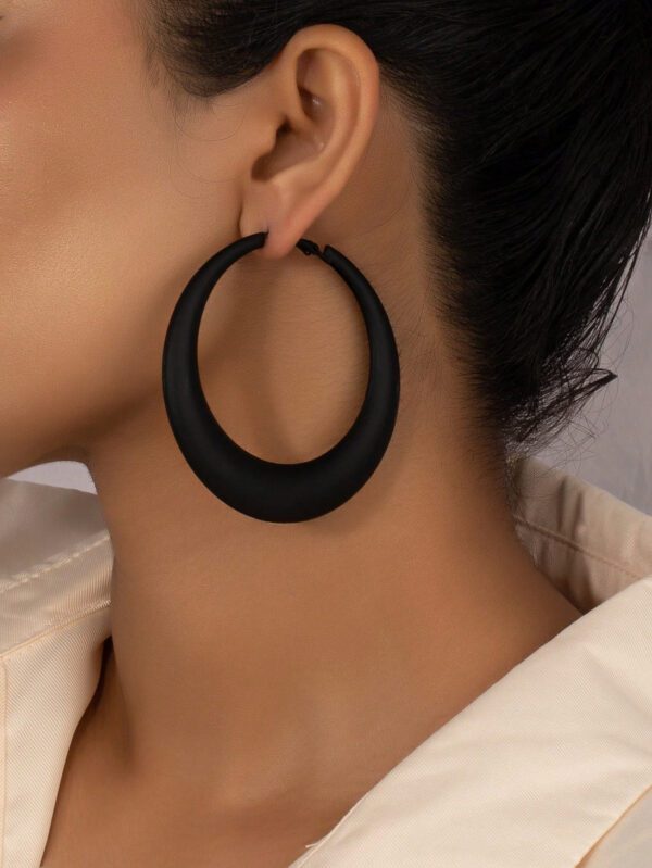 1 paire Créoles Mode En Fer Brillant Rond Pour Femme Pour Décoration Quotidienne – Image 3