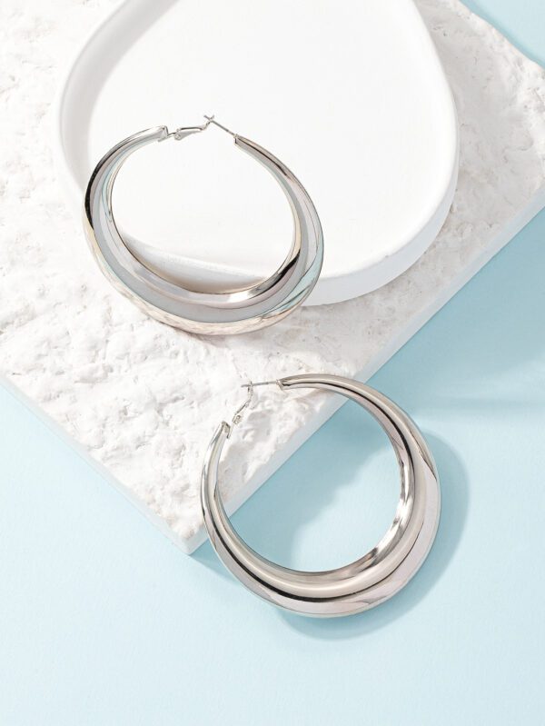 1 paire Créoles Mode En Fer Brillant Rond Pour Femme Pour Décoration Quotidienne – Image 4