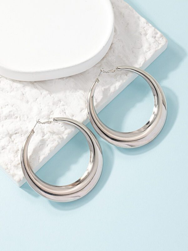 1 paire Créoles Mode En Fer Brillant Rond Pour Femme Pour Décoration Quotidienne – Image 5
