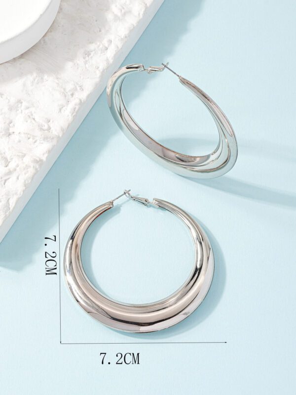 1 paire Créoles Mode En Fer Brillant Rond Pour Femme Pour Décoration Quotidienne – Image 6
