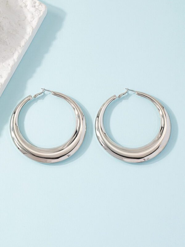 1 paire Créoles Mode En Fer Brillant Rond Pour Femme Pour Décoration Quotidienne – Image 7