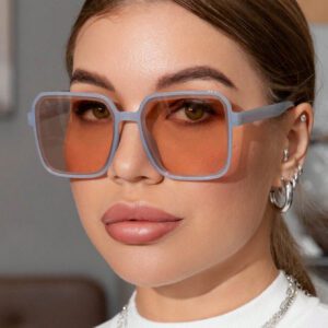 Lunettes de soleil carrées surdimensionnées en plastique vintage pour femmes, style classique tendance, décoration pour les voyages en extérieur, les vacances à la plage, lunettes de soleil de protection solaire, accessoires de plage pour femmes, lunettes de soleil, lunettes de soleil