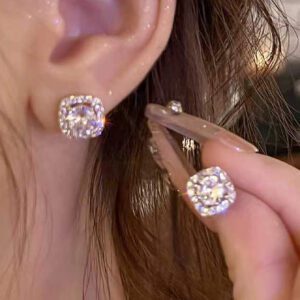1 paire de clous d'oreilles en zircone incrustés de cuivre, simples, à la mode, de luxe et rares, pour usage quotidien des femmes