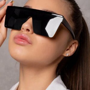 1 pièce Lunettes de mode à large monture pour femmes, lunettes amincissantes de haute qualité, accessoires de plage pour femmes