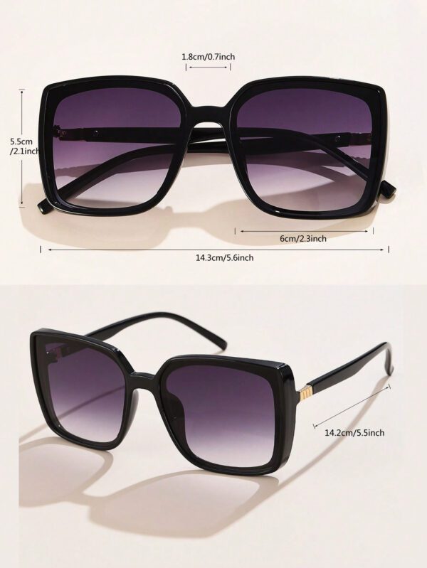 1 pièce Lunettes de soleil rétro pour femmes, avec grand cadre carré en plastique. Simple, chic, élégant, à la mode, convient pour le quotidien, les vacances, les voyages et la plage. Accessoires convenant à toutes les tenues, des tenues décontractées aux tenues d'affaires, idéal comme cadeau. – Image 5