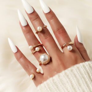 5 Anneaux De Décoration En Faux Perles