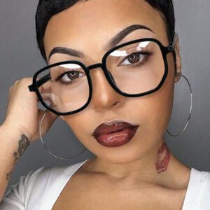 1 pièce Lunettes carrées/rondes anti-lumière bleue avec verres transparents, accessoires de lunettes de mode personnalisées de style neutre. Accessoires de lunettes anti-lumière bleue pour femmes