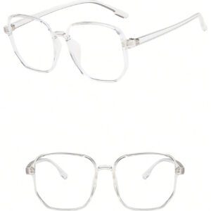 1 pièce Lunettes carrées/rondes anti-lumière bleue avec verres transparents, accessoires de lunettes de mode personnalisées de style neutre. Accessoires de lunettes anti-lumière bleue pour femmes