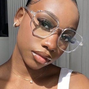 1 pièce Lunettes carrées/rondes anti-lumière bleue avec verres transparents, accessoires de lunettes de mode personnalisées de style neutre. Accessoires de lunettes anti-lumière bleue pour femmes