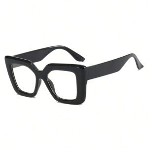 Lunettes carrées de grande taille pour femmes avec monture de lunettes pour la photographie de rue. Accessoires de décoration pour les yeux avec des verres transparents. Accessoires de lunettes pour femmes