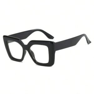 Lunettes carrées de grande taille pour femmes avec monture de lunettes pour la photographie de rue. Accessoires de décoration pour les yeux avec des verres transparents. Accessoires de lunettes pour femmes
