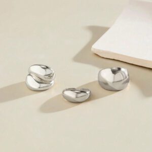 3 pièces/set Bague géométrique en métal vintage minimaliste, style goutte asymétrique multicouche unique et épaisse. Convient pour un port quotidien, cadeau de fête, décoration de fête et banquet. Kit d'accessoires de charme