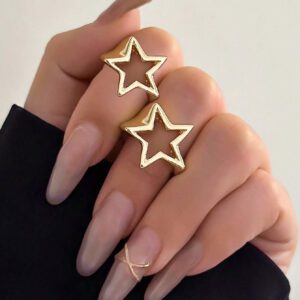 ROMWE Goth 2 Pièces / Set Bagues Étoiles Évidées De Style Punk À La Mode