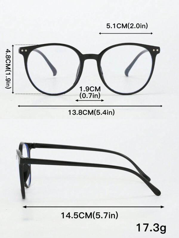 1 pièce Lunettes de mode ovales noires en plastique pour femmes, sans ordonnance, anti-lumière bleue, dans un style américain. Convient à un usage quotidien au bureau et à l'université. Accessoires de lunettes claires pour ordinateur, lecture, jeux, télévision et téléphones. Accessoires de lunettes anti-lumière bleue pour femmes – Image 5
