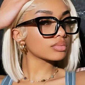 1 pièce Lunettes de lecture à monture carrée avec verres transparents. Accessoires pour lunettes anti-lumière bleue pour femmes et hommes, idéales pour la lecture, le jeu, la télévision et l'ordinateur