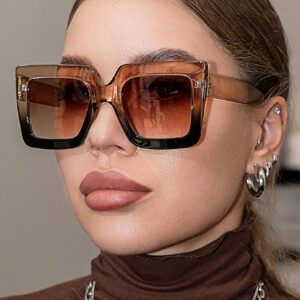 Lunettes de soleil vintage surdimensionnées à monture carrée en plastique, lunettes de soleil unisexes mode classique pour l'extérieur, les voyages, la plage, protection UV. Accessoires de plage pour femmes. Lunettes de soleil, lunettes de soleil de base, convenant aux pulls, jeans, survêtements, sweats à capuche, vestes, robes et chemises à manches longues.