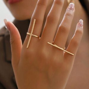 Bagues Minimalistes En Acier Inoxydable Pour Femmes, 2 Pièces, Style Européen Et Américain, Breloque De Rue Décontractée Et À La Mode