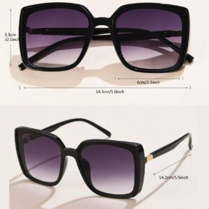 1 pièce Lunettes de soleil rétro pour femmes, avec grand cadre carré en plastique. Simple, chic, élégant, à la mode, convient pour le quotidien, les vacances, les voyages et la plage. Accessoires convenant à toutes les tenues, des tenues décontractées aux tenues d'affaires, idéal comme cadeau.
