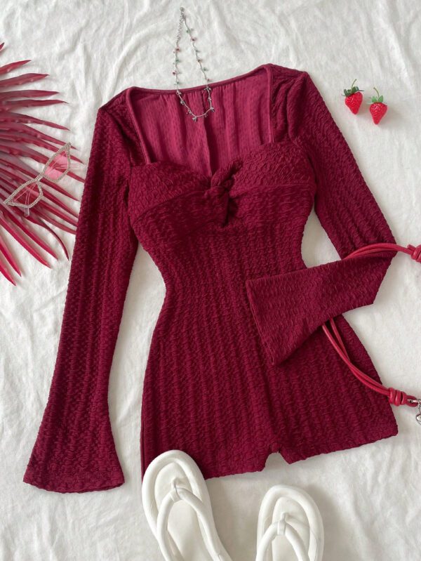 SHEIN WYWH Combinaison-short casual à manches longues avec torsade – Image 3