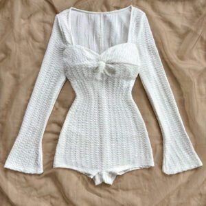 SHEIN WYWH Combinaison-short casual à manches longues avec torsade
