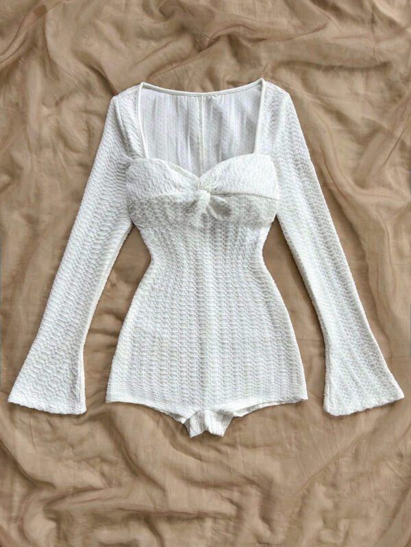 SHEIN WYWH Combinaison-short casual à manches longues avec torsade – Image 10