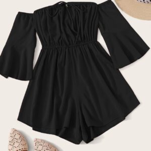 SHEIN VCAY Combishort unicolore à manches évasées