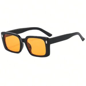 1 pièce Lunettes de soleil carrées à petites montures pour femmes, à la mode, de couleur orange, résistantes aux UV, accessoires de plage pour femmes. Lunettes de soleil parfaites pour les sweaters, jeans, pantalons de survêtement, hoodies, vestes, robes et chemises à manches longues. Idéal pour la Saint-Valentin