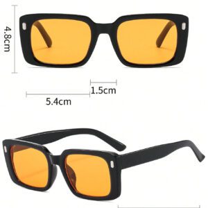 1 pièce Lunettes de soleil carrées à petites montures pour femmes, à la mode, de couleur orange, résistantes aux UV, accessoires de plage pour femmes. Lunettes de soleil parfaites pour les sweaters, jeans, pantalons de survêtement, hoodies, vestes, robes et chemises à manches longues. Idéal pour la Saint-Valentin